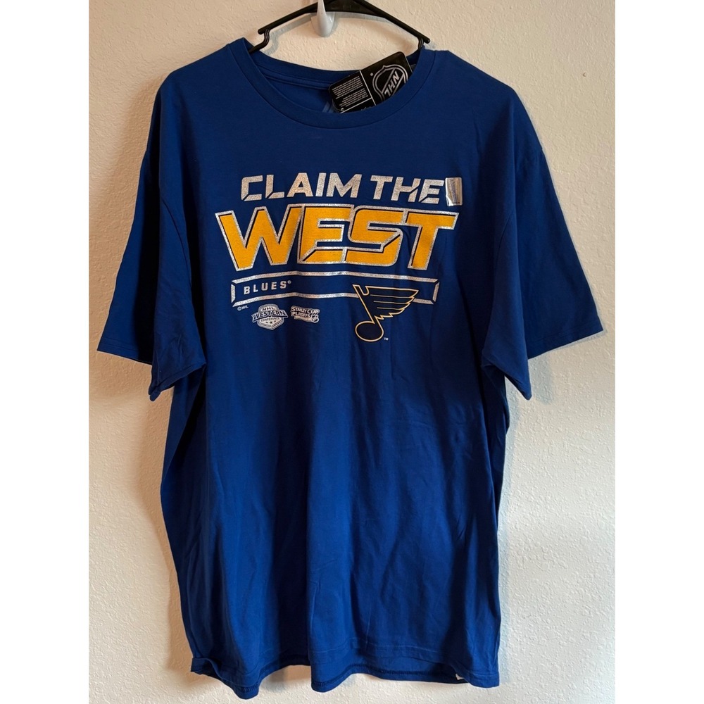 Fanatics St‎ Louis Blues NHL Claim The West Champions T-Shirt Blue XL NEW